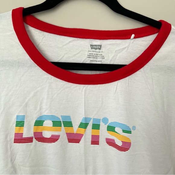 Levi’s GRAPHIC RINGER TEE SHIRT (PLUS SIZE) white and red women’s 2XL - Picture 5 of 11
